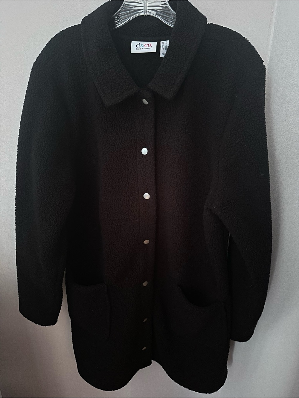 Denim&Co Black Teddy Snap-Front Jacket